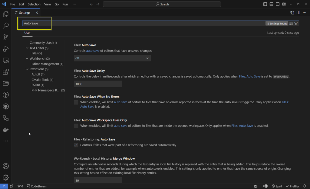 VSCode Auto Save