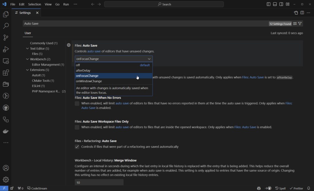 VSCode Auto Save